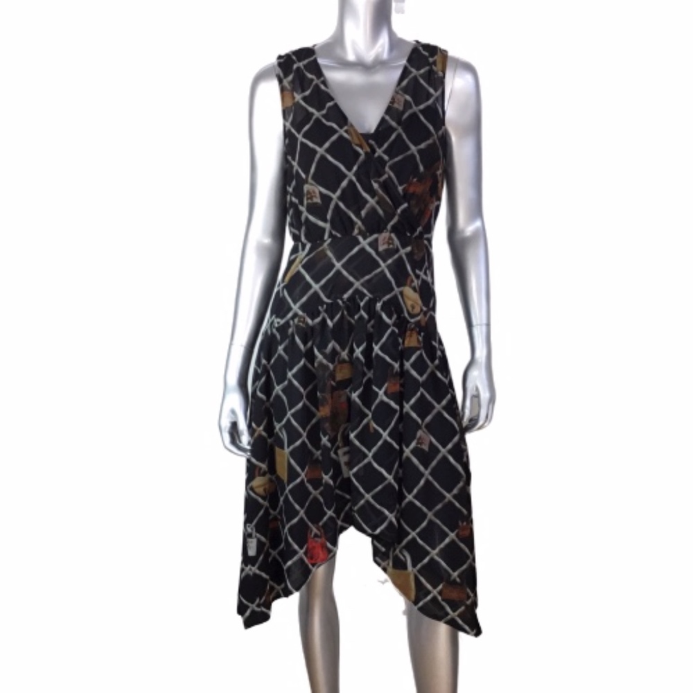 Rachel Roy Black Paris Love Lock Print Dress 2